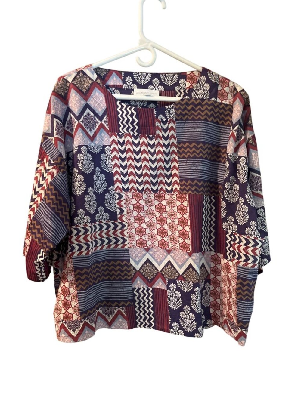 Pure Jill J.Jill Organic Cotton Patchwork Boho Top Women’s M Used